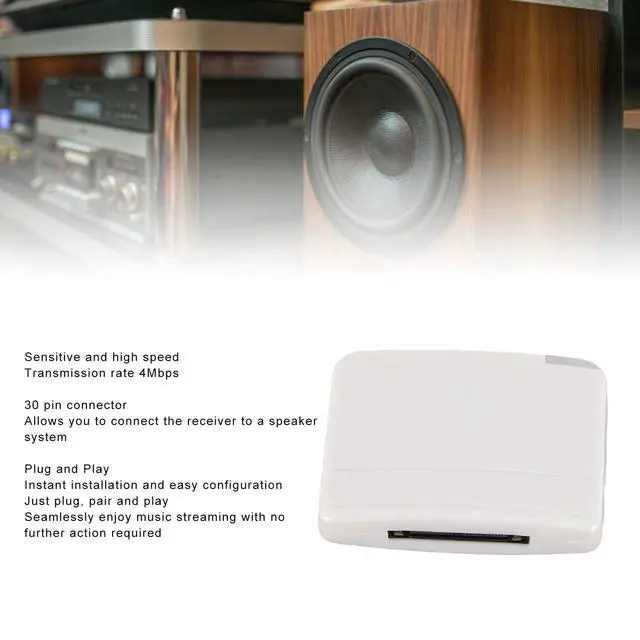 Alt view image 2 of 7 - Speaker Dock Bluetooth Receiver, 30 Pin Bluetooth 5.0 Adapter Audio Receiver for iOS Music Player, Phone, SoundDock, Speaker