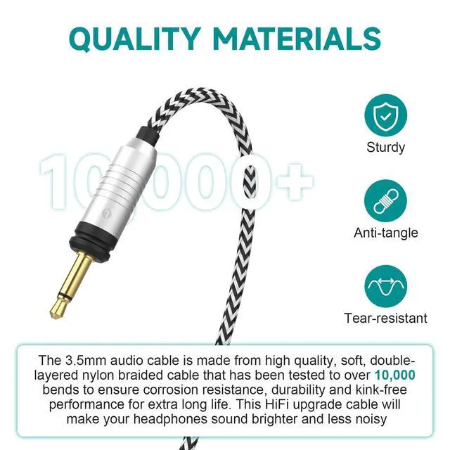 Alt view image 3 of 6 - Focal Replacement Cable Compatible with Focal Elear, Elegia, Elex, Clear, Clear MG, Celestee, Stellia, Radiance Headphones, Replacement Audio Cable with 6.35mm Adapter, 4ft