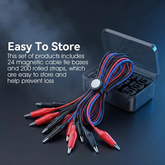 Alt view image 3 of 7 - 224 Pcs Magnetic Cable Zip Tie Mounts, 24 Neodymium Magnets with 200 Wire Ties, Heavy Duty Cable Management Bases, Multipurpose Organizer for Office, Home, Garage, Workshop, Car