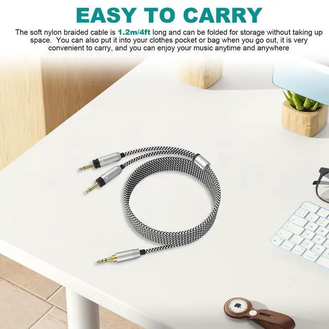 Alt view image 6 of 6 - Focal Replacement Cable Compatible with Focal Elear, Elegia, Elex, Clear, Clear MG, Celestee, Stellia, Radiance Headphones, Replacement Audio Cable with 6.35mm Adapter, 4ft