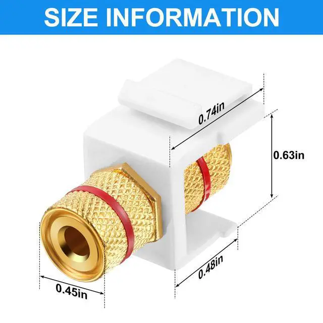 Alt view image 2 of 6 - 24 Pieces Pieces Banana Jack Binding Post Keystone Jack Insert, Black and Red Rings Audio Speaker Keystone Connector Screw Type Inline Coupler for Wall Plate Outlet Panel