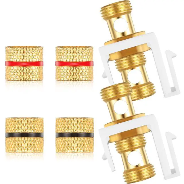 Alt view image 5 of 6 - 24 Pieces Pieces Banana Jack Binding Post Keystone Jack Insert, Black and Red Rings Audio Speaker Keystone Connector Screw Type Inline Coupler for Wall Plate Outlet Panel