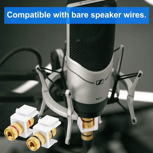 Alt view image 6 of 6 - 24 Pieces Pieces Banana Jack Binding Post Keystone Jack Insert, Black and Red Rings Audio Speaker Keystone Connector Screw Type Inline Coupler for Wall Plate Outlet Panel