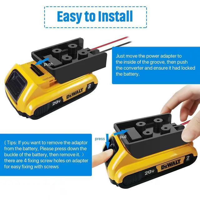Alt view image 4 of 6 - Dewalt 20V Battery Power Wheel Adapter with Switch & Fuse | 12 gauge heavy duty wire, reliable power convertor for DIY ride on trucks, robotics, RC toys, work lights