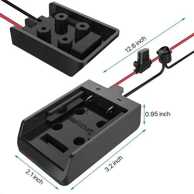 Alt view image 5 of 6 - Dewalt 20V Battery Power Wheel Adapter with Switch & Fuse | 12 gauge heavy duty wire, reliable power convertor for DIY ride on trucks, robotics, RC toys, work lights