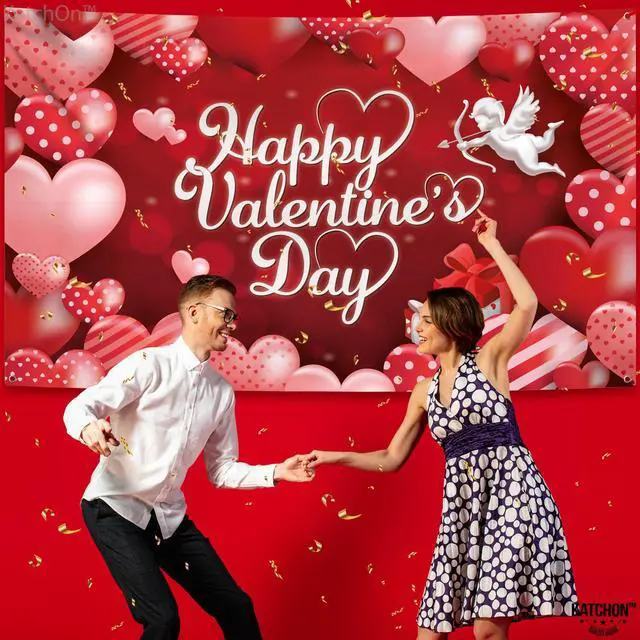 Alt view image 4 of 7 - Happy Valentines Day Backdrop 72x44 Inch
