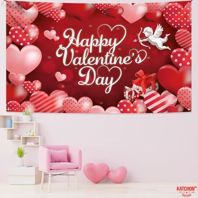 Alt view image 5 of 7 - Happy Valentines Day Backdrop 72x44 Inch