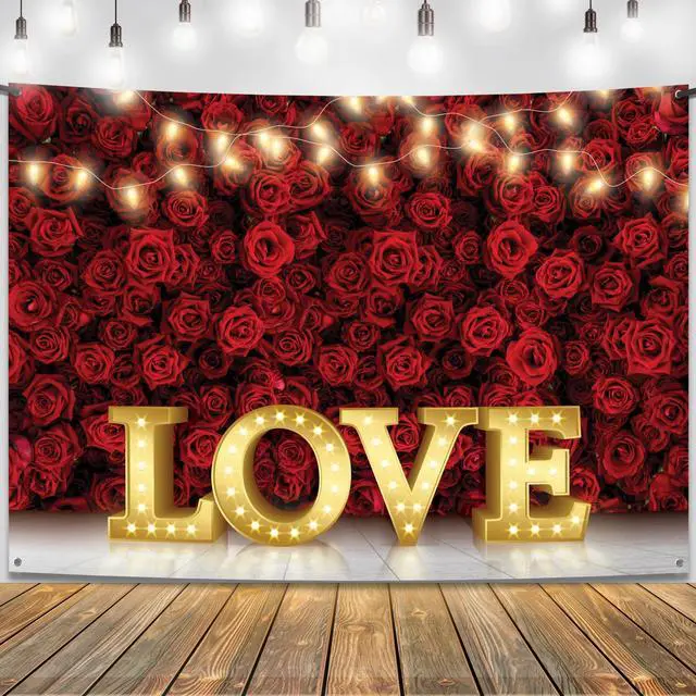 Main image of Fabric Love Valentines Day Backdrop 7x5ft | Valentines Backdrop for Photography, Happy Valentines Banner, Valentines Day Decorations