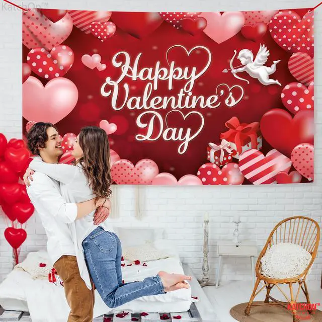 Alt view image 6 of 7 - Happy Valentines Day Backdrop 72x44 Inch