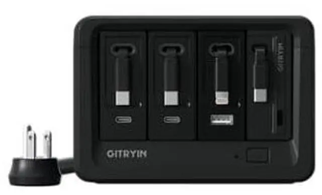 Main image of 1 Lightning, 3 Type-C Retractable Wall Chargers with 1 USB A Port and 1 Power Strip, 12-in-1 Modular Charging Station