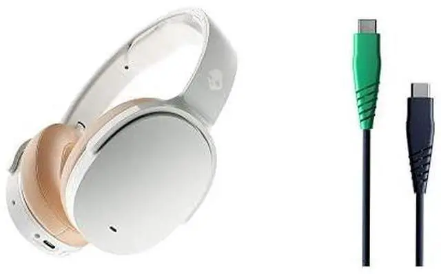 Main image of Hesh ANC Wireless Noise Cancelling Over-Ear Headphone - Mod White with Line Round Charging Cable, USB-C to USB-C - Dark Blue/Green, 4ft