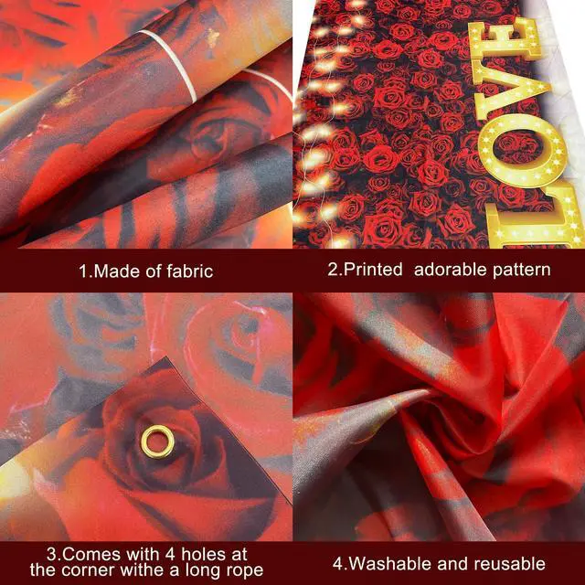 Alt view image 3 of 7 - Fabric Love Valentines Day Backdrop 7x5ft | Valentines Backdrop for Photography, Happy Valentines Banner, Valentines Day Decorations