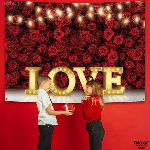 Alt view image 6 of 7 - Fabric Love Valentines Day Backdrop 7x5ft | Valentines Backdrop for Photography, Happy Valentines Banner, Valentines Day Decorations
