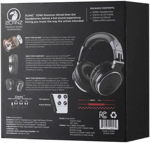 Alt view image 4 of 6 - Over-Ear Professional Wired DJ Headphones - 50mm Neodymium Drivers, Closed Back, Plush Comfrasoft Ear Cushions, 8-Way Adjustable Earpads, Foldable, and Joint Listening