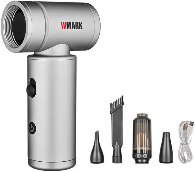 Alt view image 2 of 5 - 2 in1 Air Duster & Vacuum Fan - Brushless Motor 13m/s Max Wind Speed Strong Suction, Lightweight All Metal Housing for Hair Salon, Office, Home, Automotive, Air Con, NG-AD004 (Silver)