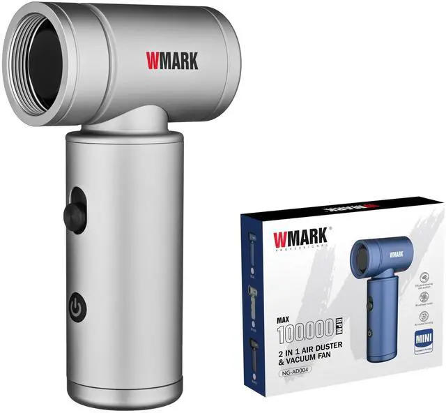 Alt view image 3 of 5 - 2 in1 Air Duster & Vacuum Fan - Brushless Motor 13m/s Max Wind Speed Strong Suction, Lightweight All Metal Housing for Hair Salon, Office, Home, Automotive, Air Con, NG-AD004 (Silver)