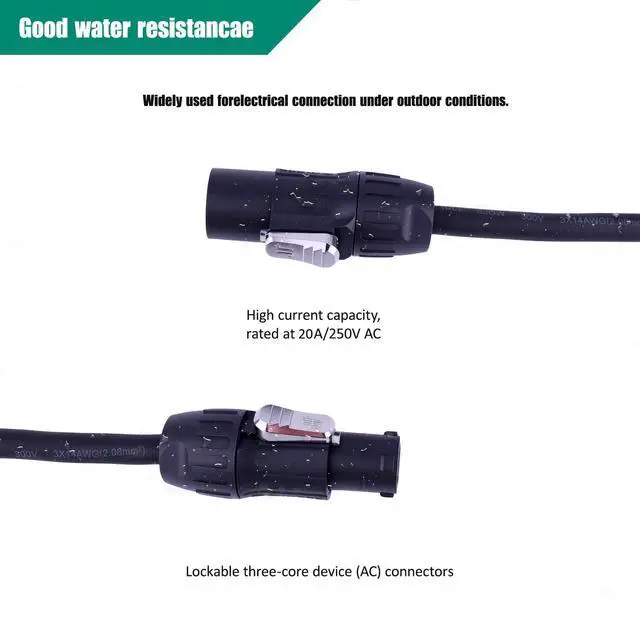 Alt view image 5 of 6 - Hand-Built Professional powerCON True1 SAC3MX to SAC3FX Power True 14WAG Extension IP65 Power Cable (6Feet)