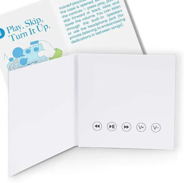 Main image of VoiceLP Digital MP3 and WAV Audio and Music Player, White | Audio Playing Greeting Card for Back to School Mixtapes, Playlists, Lectures, Study-Aid, Gifts, Student Projects & Custom Messages