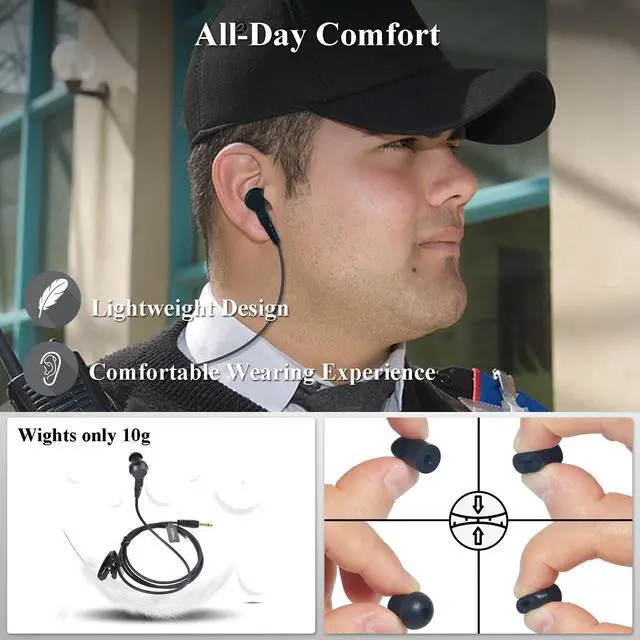 Alt view image 5 of 6 - 2.5mm Listen/Receive Only Earpiece in-Ear Surveillance Headset | Earbud for Motorola Kenwood Icom Walkie Talkies Ham Transceiver