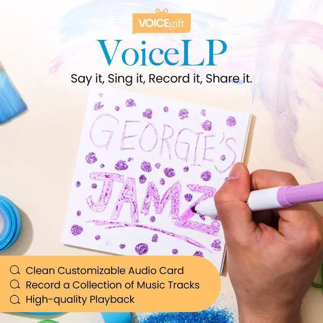 Alt view image 2 of 6 - VoiceLP Digital MP3 and WAV Audio and Music Player, White | Audio Playing Greeting Card for Back to School Mixtapes, Playlists, Lectures, Study-Aid, Gifts, Student Projects & Custom Messages