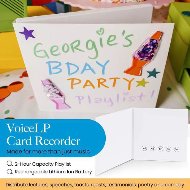 Alt view image 4 of 6 - VoiceLP Digital MP3 and WAV Audio and Music Player, White | Audio Playing Greeting Card for Back to School Mixtapes, Playlists, Lectures, Study-Aid, Gifts, Student Projects & Custom Messages