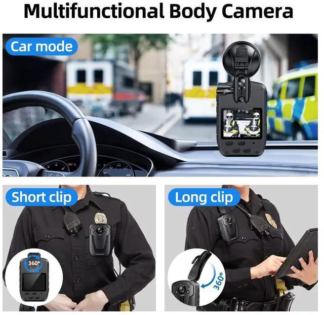 Alt view image 2 of 6 - C8 256G 1296P Body Camera with Audio and Video Recording, Body Cam with 4000mAh Battery Record Video 14 Hrs, Body Worn Camera for Police Law Enforcement, Personal Use