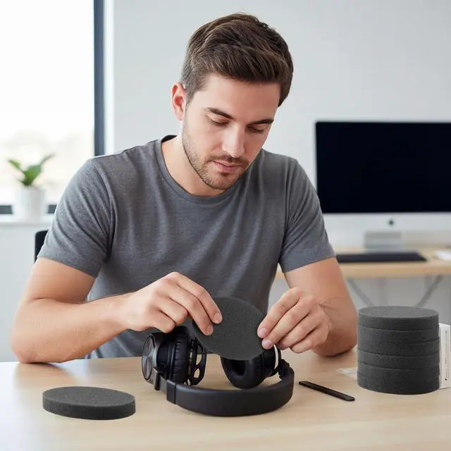 Alt view image 4 of 6 - 24 Pcs Foam Ear Pads Hearing Protector Replacement Ear Cushion 100mm - 4 inch Replacement for Most Standard Size Office Telephone Headsets, Headphones, Earphones Earbuds