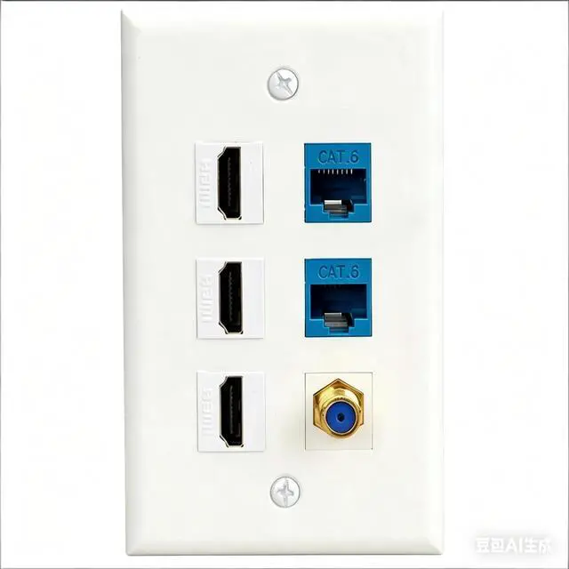 Main image of HDMI Wall Plate, Cat6 Keystone Coax F Type Cable Wallplate, | Coax Cable TV F Type, Female-Female Faceplate - White