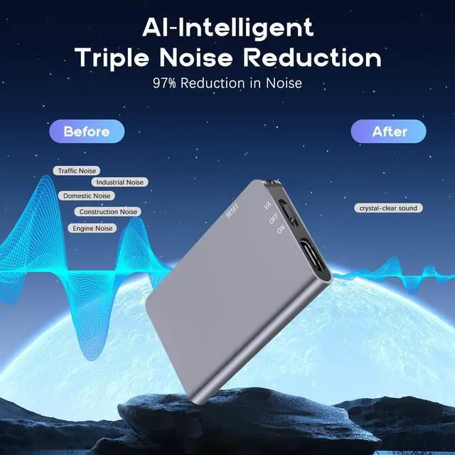Alt view image 3 of 6 - 128GB(1520Hour) Magnetic Digital Voice Recorder - Voice Activated Recorder with AI-Intelligent Triple Noise Reduction - Audio Recorder Device for Lectures Meetings Interviews