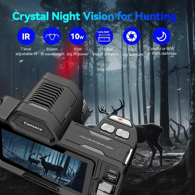 Alt view image 3 of 6 - 4K Night Vision Goggles for Adults - Binoculars N007 Full Color | Full Color in Darkness, 4K Video with Sound, 40MP Photo, 4.2" OLED Screen, 64GB TF Card Included, 5GHz WI-FI, Military Grade