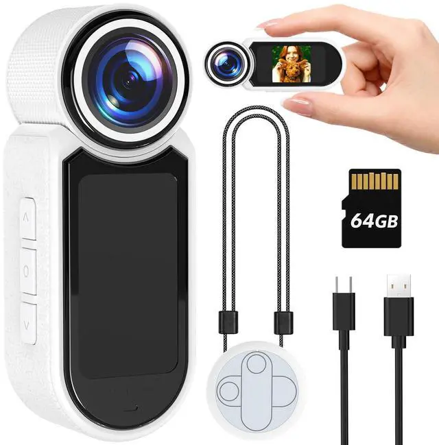 Main image of 1080P Thumb Action Camera, WiFi Mini Body Hands-Free POV Camera Camcorder | Wearable Portable Recording, with Magnetic Pendant, for Security, Guard, Cycling, Travel, Pet Walking, Vlogging-White