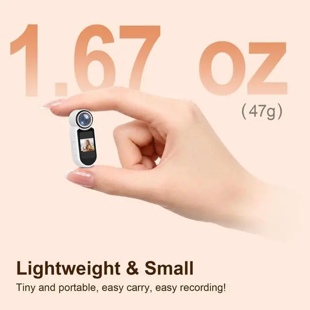 Alt view image 2 of 6 - 1080P Thumb Action Camera, WiFi Mini Body Hands-Free POV Camera Camcorder | Wearable Portable Recording, with Magnetic Pendant, for Security, Guard, Cycling, Travel, Pet Walking, Vlogging-White