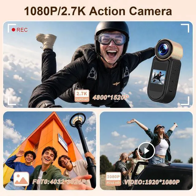 Alt view image 3 of 6 - 1080P Thumb Action Camera, WiFi Mini Body Hands-Free POV Camera Camcorder | Wearable Portable Recording, with Magnetic Pendant, for Security, Guard, Cycling, Travel, Pet Walking, Vlogging-Black