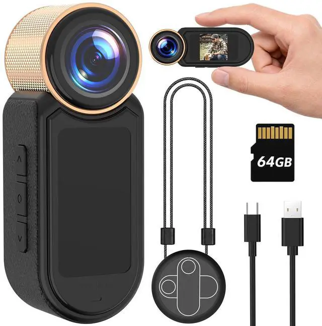Main image of 1080P Thumb Action Camera, WiFi Mini Body Hands-Free POV Camera Camcorder | Wearable Portable Recording, with Magnetic Pendant, for Security, Guard, Cycling, Travel, Pet Walking, Vlogging-Black