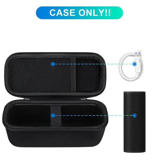 Alt view image 3 of 7 - Carrying Case Compatible with Sonos Roam 2 Portable Waterproof Bluetooth Wireless Speaker, Roam 2 Bluetooth Speaker Holder with Mesh Pocket for Charging Cables Accessories, Black+Black
