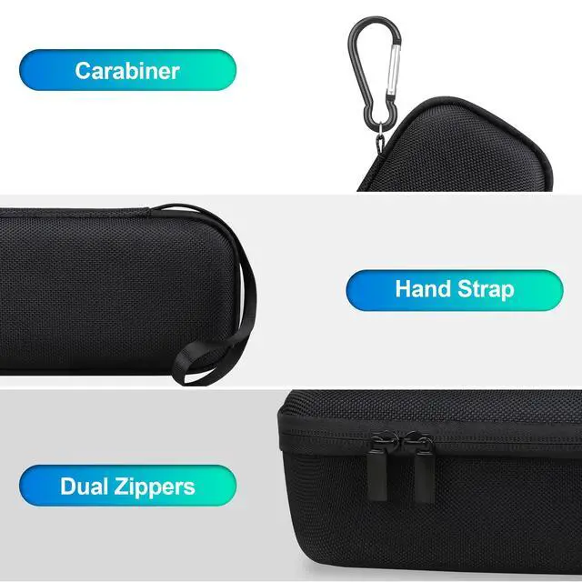 Alt view image 4 of 7 - Carrying Case Compatible with Sonos Roam 2 Portable Waterproof Bluetooth Wireless Speaker, Roam 2 Bluetooth Speaker Holder with Mesh Pocket for Charging Cables Accessories, Black+Black