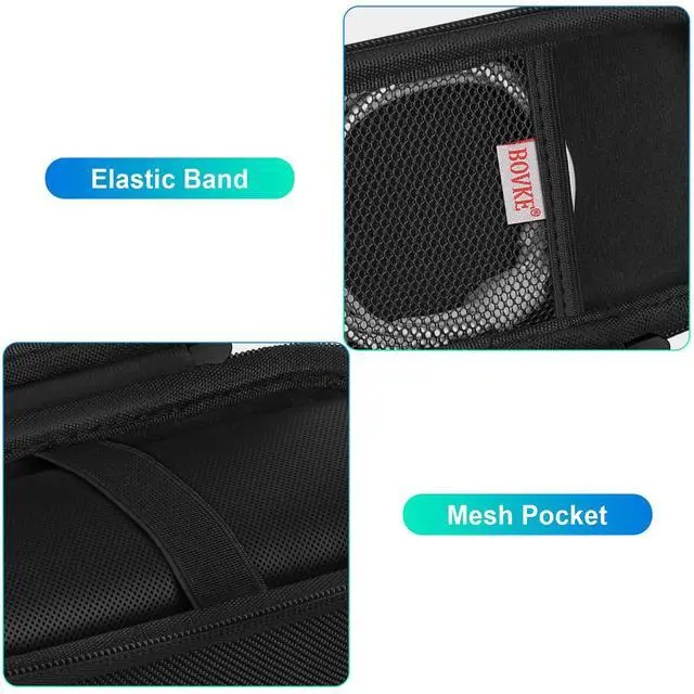 Alt view image 5 of 7 - Carrying Case Compatible with Sonos Roam 2 Portable Waterproof Bluetooth Wireless Speaker, Roam 2 Bluetooth Speaker Holder with Mesh Pocket for Charging Cables Accessories, Black+Black