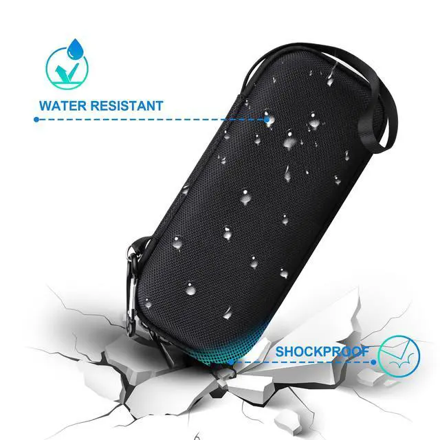 Alt view image 6 of 7 - Carrying Case Compatible with Sonos Roam 2 Portable Waterproof Bluetooth Wireless Speaker, Roam 2 Bluetooth Speaker Holder with Mesh Pocket for Charging Cables Accessories, Black+Black