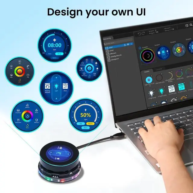 Alt view image 4 of 6 - 1.46" ESP32 Rotary Display 360x360 HMI IPS Round Knob Touch Display | 2.4G WiFi and BLE Capacitive Rotary Touch Screen Development Board Compatible with Arduino IDE and the LVGL library, Black