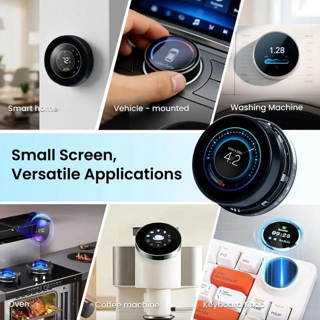 Alt view image 5 of 6 - 1.46" ESP32 Rotary Display 360x360 HMI IPS Round Knob Touch Display | 2.4G WiFi and BLE Capacitive Rotary Touch Screen Development Board Compatible with Arduino IDE and the LVGL library, Black