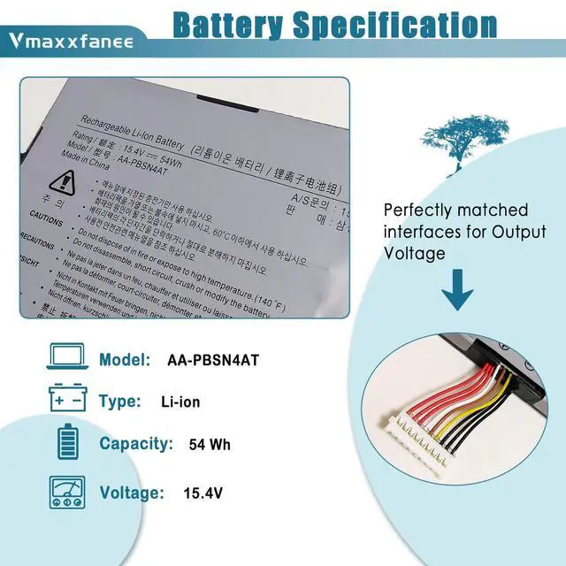 Alt view image 2 of 7 - AA-PBSN4AT Battery Replacement for Samsung Galaxy Book 15.6" NP750XDA NP750TDA NP755XDA Series Laptop Battery NP750TDA-XD1US NP750XDA-KD3IT NP750XDA-KD5UK NP750XDA-KD1HK 009
