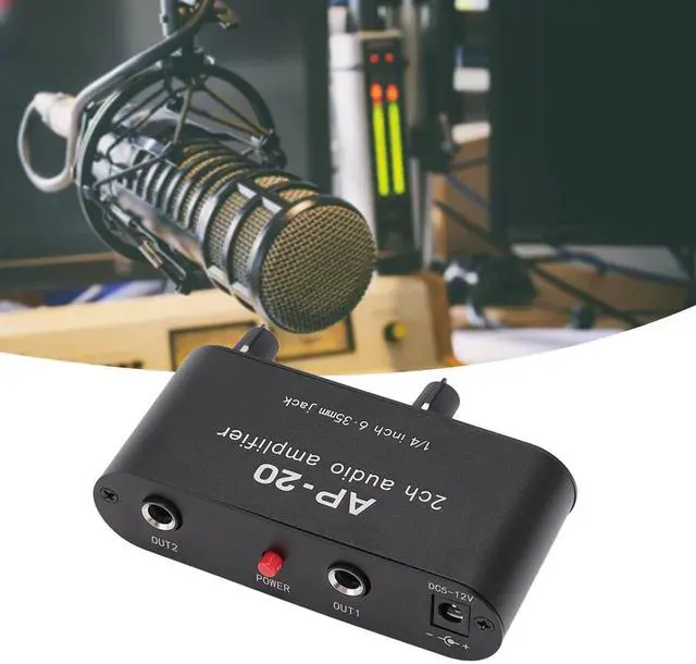 Alt view image 2 of 7 - Dual Channel Sound Amplifier, Balanced 1/4 Inch 6.35mm Gain Independent Adjustment Stereo Preamplifier with Aluminum Chassis, for Instruments, Microphones, Amplifiers