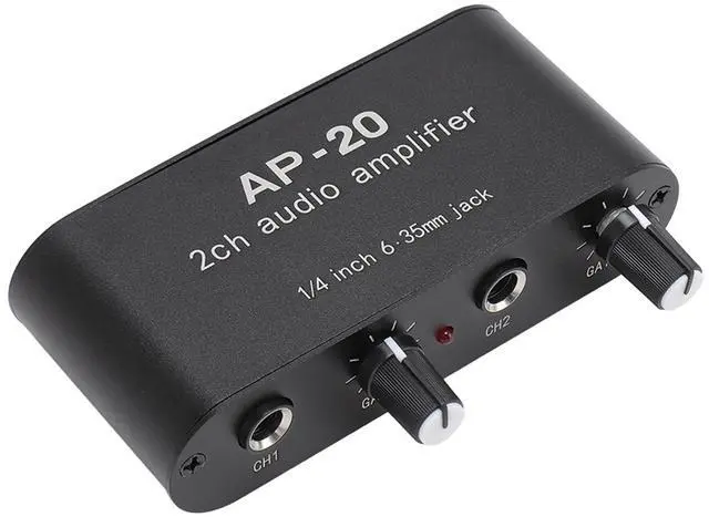 Main image of Dual Channel Sound Amplifier, Balanced 1/4 Inch 6.35mm Gain Independent Adjustment Stereo Preamplifier with Aluminum Chassis, for Instruments, Microphones, Amplifiers