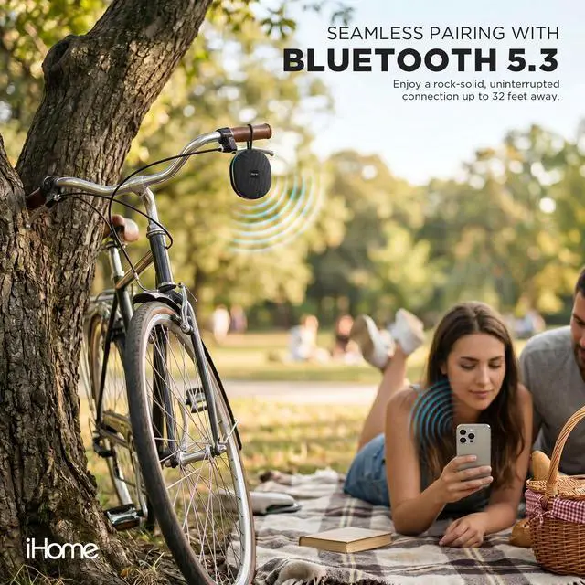 Alt view image 6 of 6 - Venture Wireless Portable Bluetooth Speaker with RGB Lights | Water Resistant, Built-in Carry Strap, TWS Pairing, Color-Changing LEDs, Rechargeable Battery, Cable Included, Bluetooth 5.3