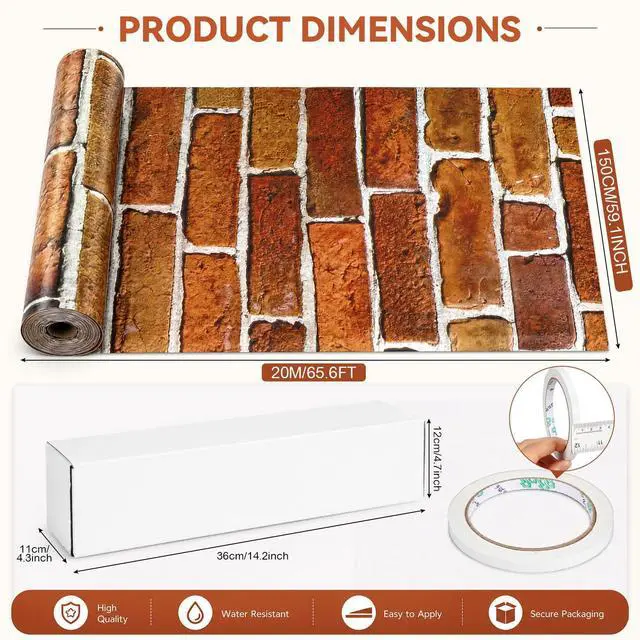 Alt view image 3 of 6 - Stone Brick Wall Backdrop Roll Castle Party Decor, Light Red, Brick | 65.6x4.9ft Medieval Theme, Stone Texture Wallpaper Backdrop, Antique Castle Scene on Party Curtains Doors Decor