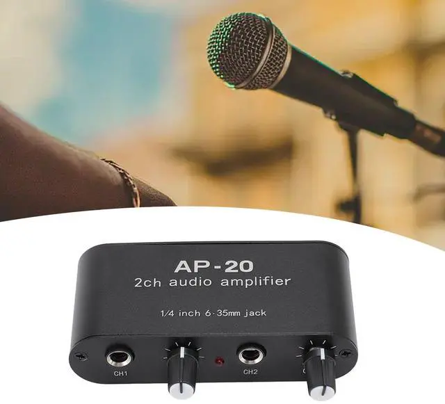 Alt view image 6 of 7 - Dual Channel Sound Amplifier, Balanced 1/4 Inch 6.35mm Gain Independent Adjustment Stereo Preamplifier with Aluminum Chassis, for Instruments, Microphones, Amplifiers