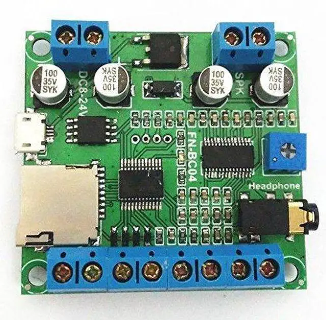 Main image of 4 Buttons Triggered MP3 Player Board with 10W Amplifier and Terminal Blocks