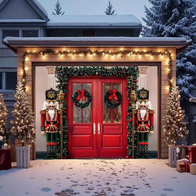 Main image of 7 x 8 FT Christmas Garage Door Cover for Single Garage, Xmas Nutcracker Soldiers Christmas Decorations Outdoor, Garage Buddy Door Banner Backdrop for Home Wall Patio Yard Outside