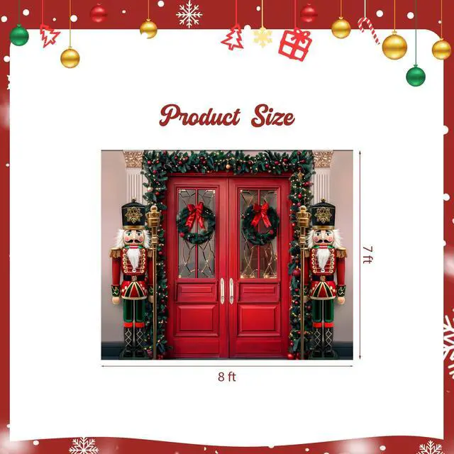 Alt view image 2 of 7 - 7 x 8 FT Christmas Garage Door Cover for Single Garage, Xmas Nutcracker Soldiers Christmas Decorations Outdoor, Garage Buddy Door Banner Backdrop for Home Wall Patio Yard Outside