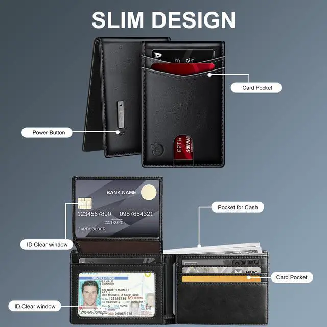 Alt view image 4 of 6 - Mens Wallet with Tracker, Rechargeable Wallet Finder, Works with Find My or Bseek, Thin Design, Smart Item Locator (ONLY iOS(Black,)